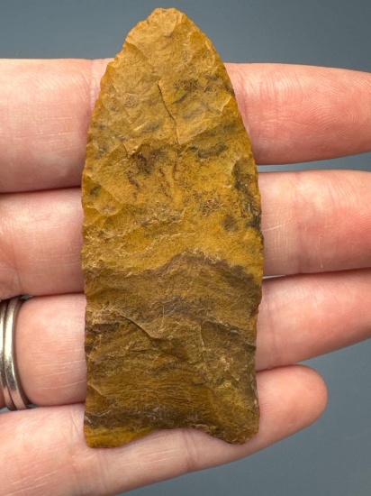SUPERB 2 5/8" Jasper Paleo Clovis Point, Fluted, Basal Grinding Noted, Found near Harrisburg, PA COA