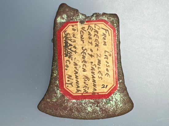 RARE 2 1/4" Copper Celt, Flared Bit, Found near Crusoe Creek, Savannah, New York, Extensive History!