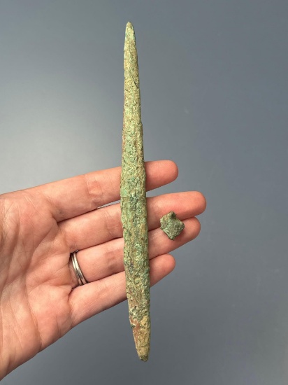 WOW 6 3/4" Copper Culture Awl+Nugget, Tool, Found in Chapin's Files, Luzerne Co., PA, Ex: Trivilpie