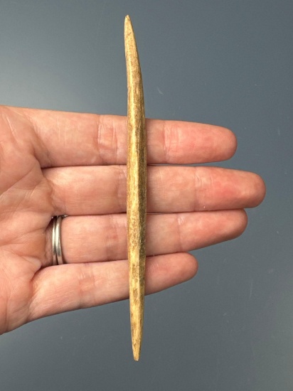 Impressive 4 3/4" Bone Pin, Found on the Lamoka Lake Site, Schuyler Co., NY