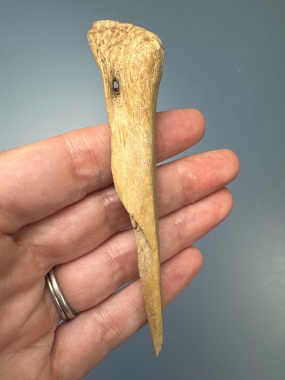 4" Bone Trigger Awl, Found in Ostego Co., NY Along the Susquehanna River, Ex: Cicero