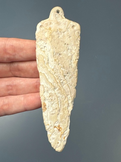 RARE 4 3/8" Shell Pendant, Triangular, Found in Central New York, Pictured Hothem's Book