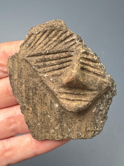 SUPERB Washington Boro Incised Face Effigy, From Vessel, Found on Boro Village Site in 2009