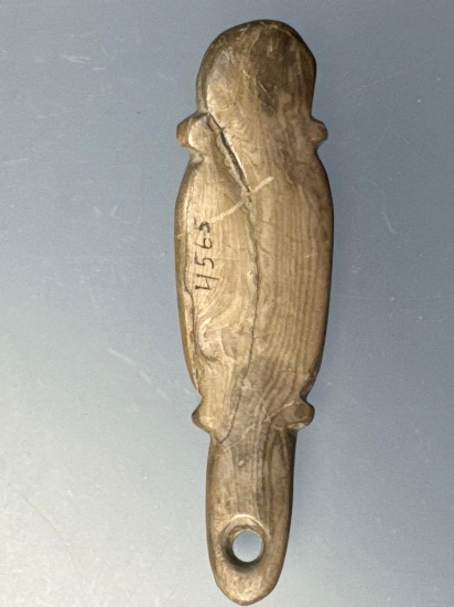 HIGHLIGHT 2 7/8" Iroquoian Shell Beaver Effigy, Drilled, Found in New York, Great Condition
