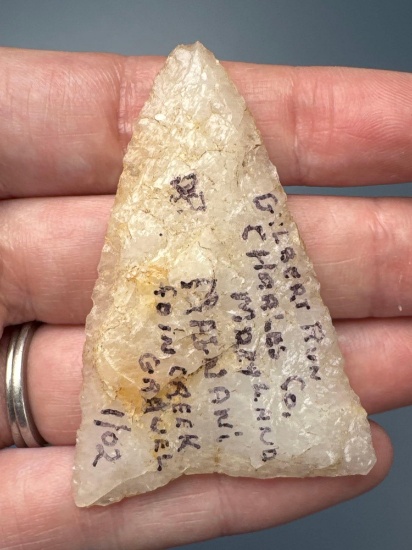 XL 2 5/16" Quartz Triangle Point, Found in Charles Co., Maryland by Don Magnoni