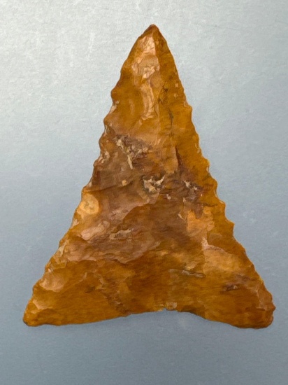 Impressive 1 11/16" Jasper Triangle, Found in Warren Co., VA, Ex: Dr. Gardener