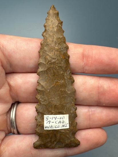 Nice 3" Serrated Side Notch Point, Found Prior to 1931 in New Jersey, Jasper, Ex: Podpora, AC Wedy