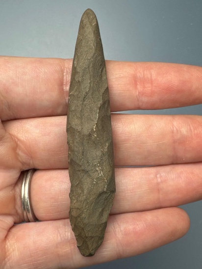 SUPERB 3" Tool, "True Drill" With Heavy Wear at top, Found along Mohawk River near Ft. Plain, NY