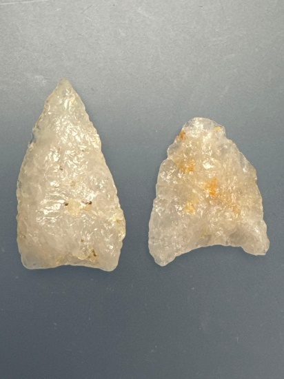Pair of Fine Quartz Points, Triangles, Found in New England Area, Longest is 1 1/4"