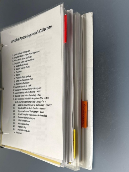 Articles 1- HUGE Binder full of 123 Various Articles on Various Artifact Topics in the Northeast
