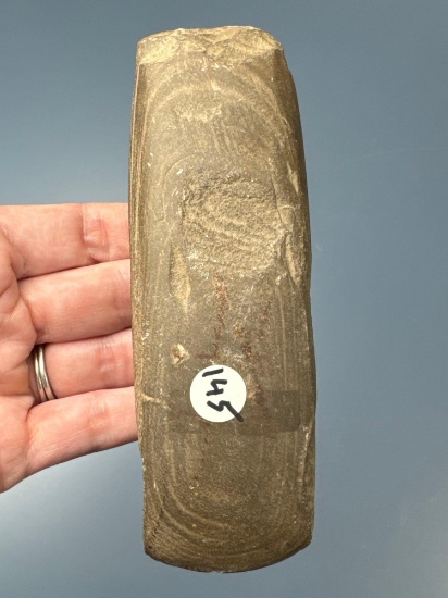 5 3/8" Banded Slate Celt, Nice Example, Found in New York, Ex; Iron Horse Mickey Taylor