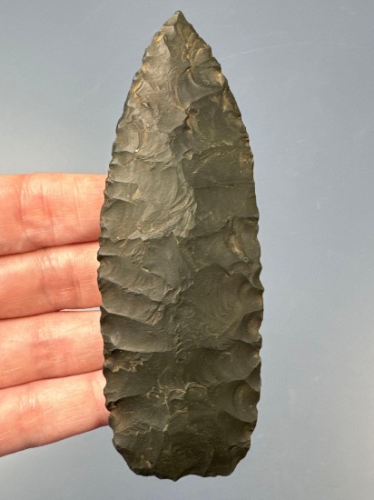 SUPERB 4 1/2" Blade/Lanceolate, Incredible Flaking! Found in Central, PA, Ex: Bob Sharp, Podpora