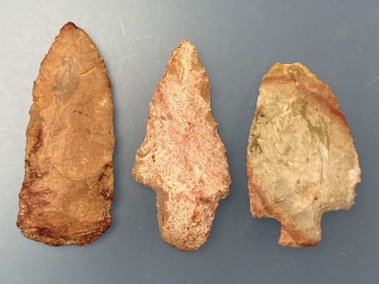 3 Nice Points/Blades- Stem Point Flintridge, Found in Harmony, Butler Co., PA, Blade found in NC