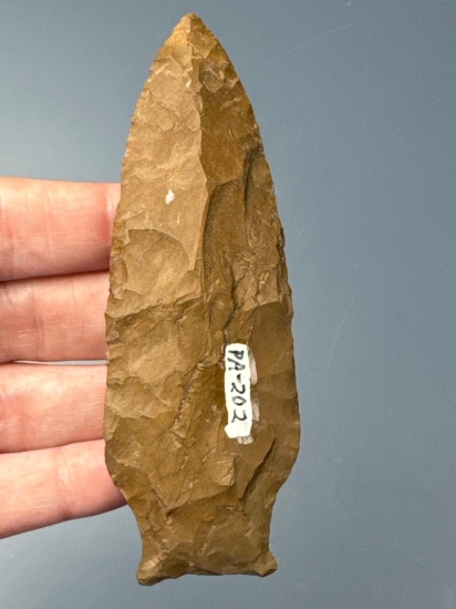 NICE 4" Fishtail Point, Jasper, Found in Berks Co., PA, Well-Made Piece, Ex: Lemaster, Podpora