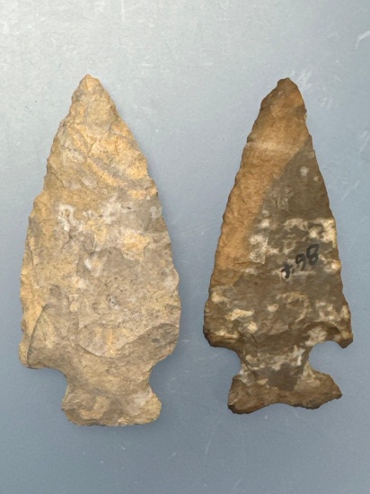 Pair of Quality Onondaga Chert Corner Notch Points, Found near Genesee River, Belfast, NY in 1985