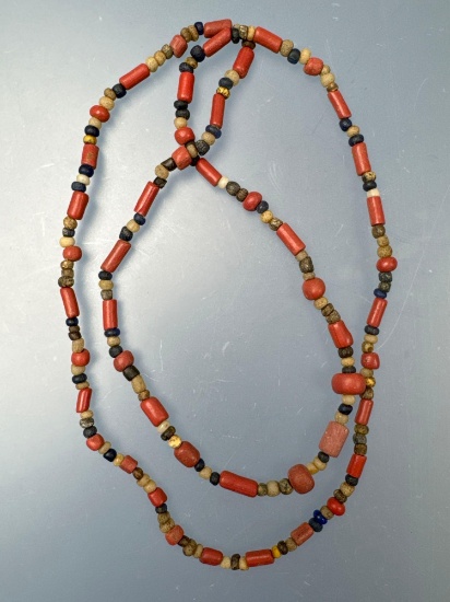 25" Strand Various Beads, Tubes/Straws, Seeds, Found on Johnson Manor, Fulton Co., NY