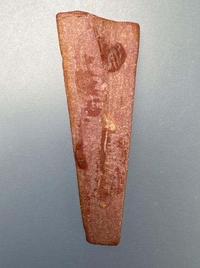 2 1/8" Catlinite Bead, Trapezoidal, Found at Burrell Creek Site in Geneva, NY, Nice Example!