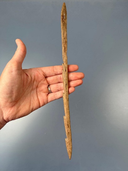 XL 11 1/2" Bone Harpoon, Cataloged as Found in Washington Boro, PA, Ex: Farwell Collection