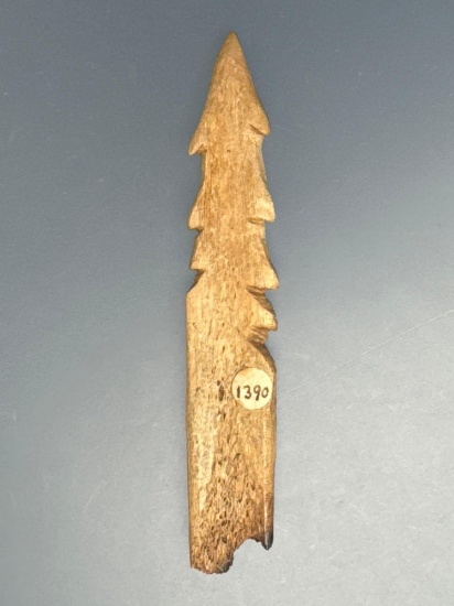 3 3/8" Nice Bone Harpoon Point, Jacks Reef Culture, Found on Theil Farm in New York, Ex: Summers