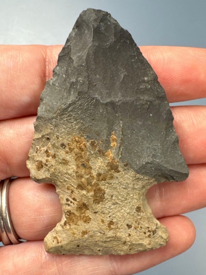 2 1/2" Chert Point, Corner Notch, 2-Tone Gray and Black, Interesting Point!