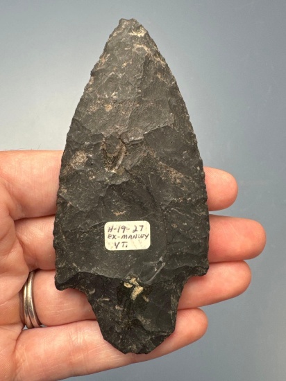3 7/8" Nice Stemmed Point, Found in Vermont, Ex: Podpora, Manley Collections
