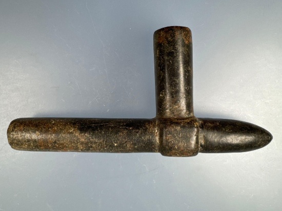 Large 7 3/4" Steatite Pipe, "T" Shape Plains Style, PICTURED, Found in Central, NY, Historic