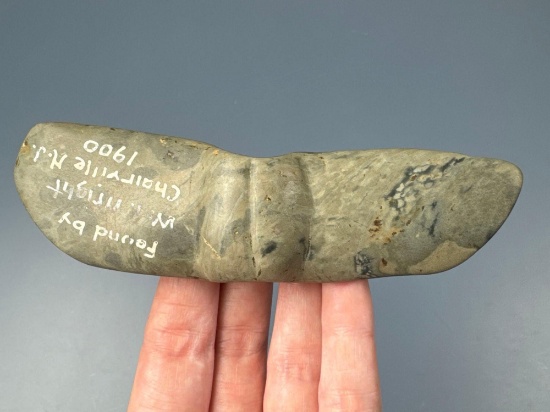 SUPERB 5 1/8" Serpentine Wing Nut Bannerstone, Found by W.M.Wright in Chairville, NJ in 1900