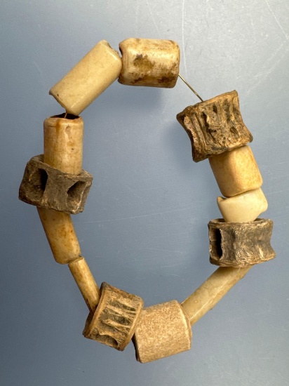 6" Strand of Bird Bone Beads and Vertebrae, Drilled, Found in Schuyler Co., NY, PICTURED