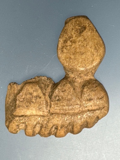 RARE 1 3/8" "Four Faces" Bone Comb, Anciently Re-worked, Boughton Hill Site, NY, PICTURED