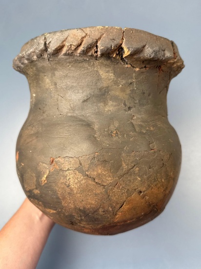 NICE 8" x 7" Iroquoian Mohawk Pottery Vessel, Found in Warren, Herkimer Co., New York, Restored