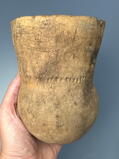 HIGHLIGHT 5 1/2" High-Collared Iroquoian Vessel, Mix of Schultz and Seneca Vessel, Steele Site