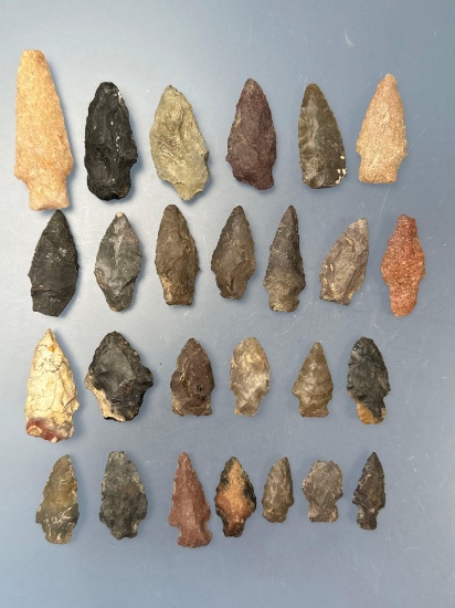 Lot of 27 Various Arrowheads, Points, Found in Pennsylvania, Longest is 2 5/8"
