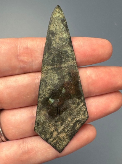 3" Bi-Pointed Brass Kettle Point, Iroquoian Trade Artifact, Found in New York, Ex: Dave Summers