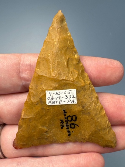 BEST of BEST 2 5/8" Jasper Triangle Point, Found in Monroeville, PA in 1916, Ex: P. Sargent, Podpora