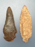 Impressive Pair of Points, x1 Stemmed, x1 Side Notch, Found in West Virginia, Longest is 3 1/16