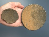 Pair of Pottery Pot Lids, Largest is 4 1/4