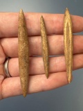 Lot of 3 Bone Artifacts, Dual Tips, Fish Gorges, Found in New Jersey in the 1950's
