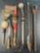 6 Various Pieces, Rattle, Knife Made from File, Ball Club, Iron Axe, Arrow