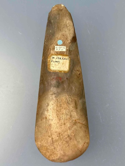 HIGHLIGHT 8 1/4" Polished Flint Celt, Found in Arkansas, Ex: Hendershot, Bob Sharp Collections