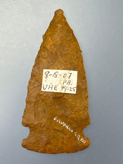 NICE 2 5/16" Jasper Side Notch Point, THIN, Found in Dauphin Co., PA
