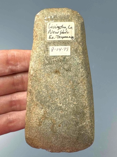 FINE 4 1/16" Lamoka Faceted Adze, Found in Livingston Co., NY, Ex: Terponny