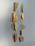 Lot of 12 Bannerstone Halves and Preforms, Found in New York, Longest is 2 7/8