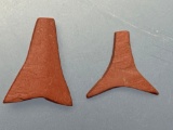 Pair of Superb Triangular Catlinite Beads (x1 Broke in Half) Found on the Townly Reed Site, New York