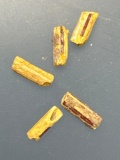 5 RARE Yellow Straw Beads w/Red Stripe, Found on Oscar Leibhart Site, Feature 53, York Co., PA