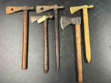 Lot of 5 Replica Tomahawks, Very Nice Lot, Great Wall-Hangers! Pipe Tomahawks Included