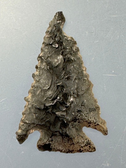 1 3/8" THIN Obsidian Corner Notch Point, Found in Harney Co., Oregon, Ex: Ted Knieriem