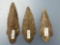 Lot of 3 Arrowheads, Stemmed, Found in New Jersey, Longest is 2 7/8