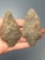 Pair of Broad Quartzite Points, Longest is 3