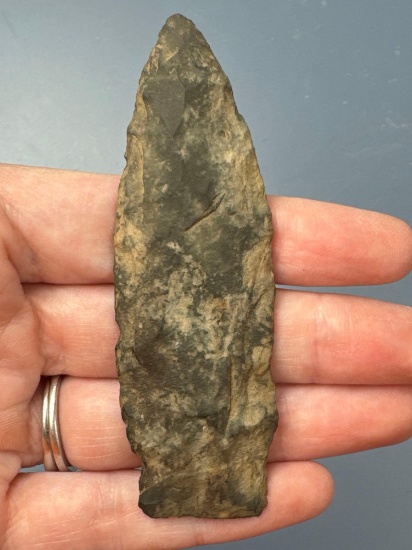 3 1/2" Fox Creek Lanceolate Point, Indurated Shale, Found in Hartford Co., Connecticut, Ex: Dumeer