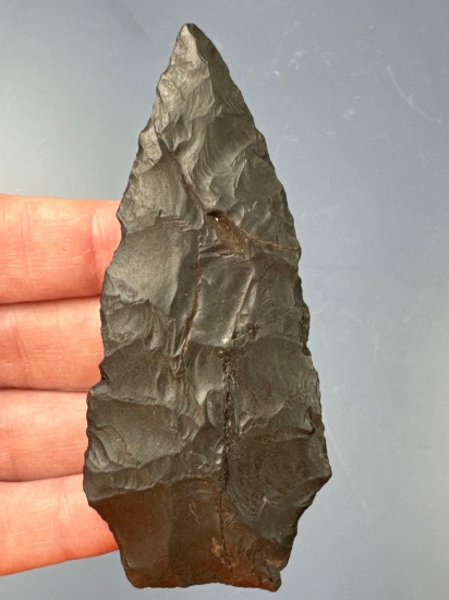 WOW 3 1/2" Black Chert Mansion Inn Point, THIN, Found in Connecticut, Ex: Gary Fogelman